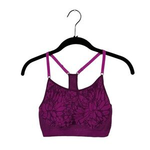 Fabletics Samana Seamless Sports Bra Purple Jacquard Floral Size XXS
